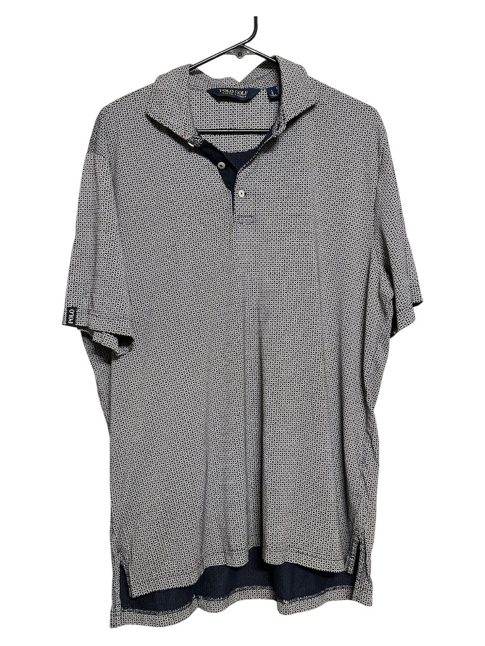 Polo Golf Ralph Lauren Men’s LRG Blue White Performance Polo Shirt Geometric